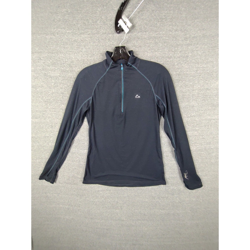 Paradox Womens Shirt Small Black Merino Blend Wool Baselayer 1/4 Zip Pullover